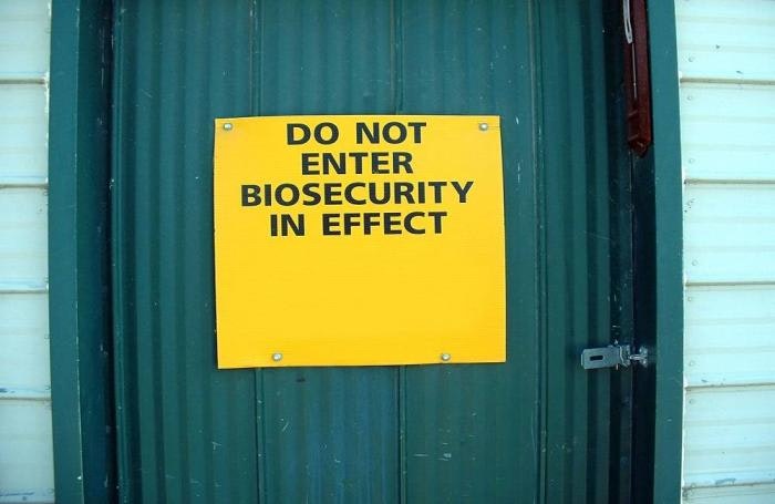 Biosecurity sign on door