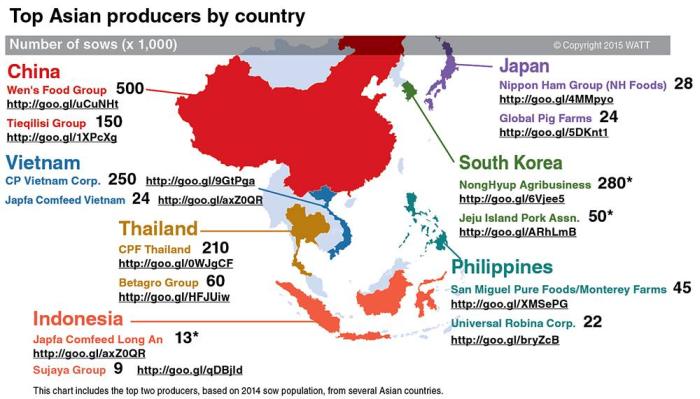 Top Asian pig producers by country